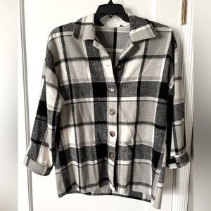 Long Sleeve Flannel - Black, white and grey